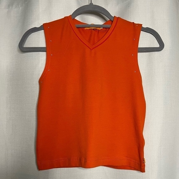 hB:Brats_01 Orange Vneck Crop Top Large - Picture 8 of 8